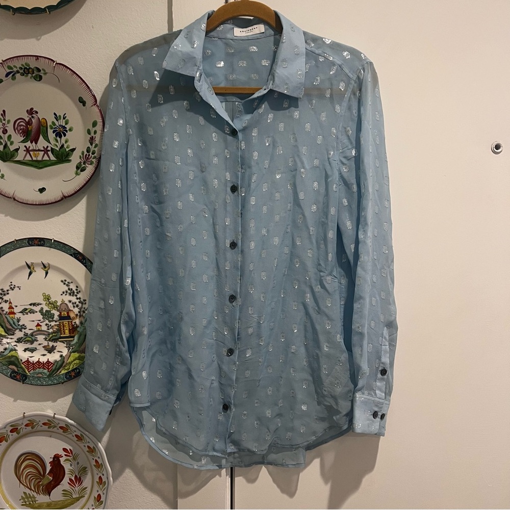 Equipment Femme Blue & Silver Blouse